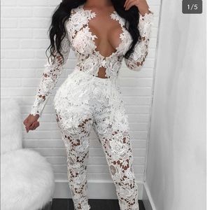 Sexy lace jacket and pant suit